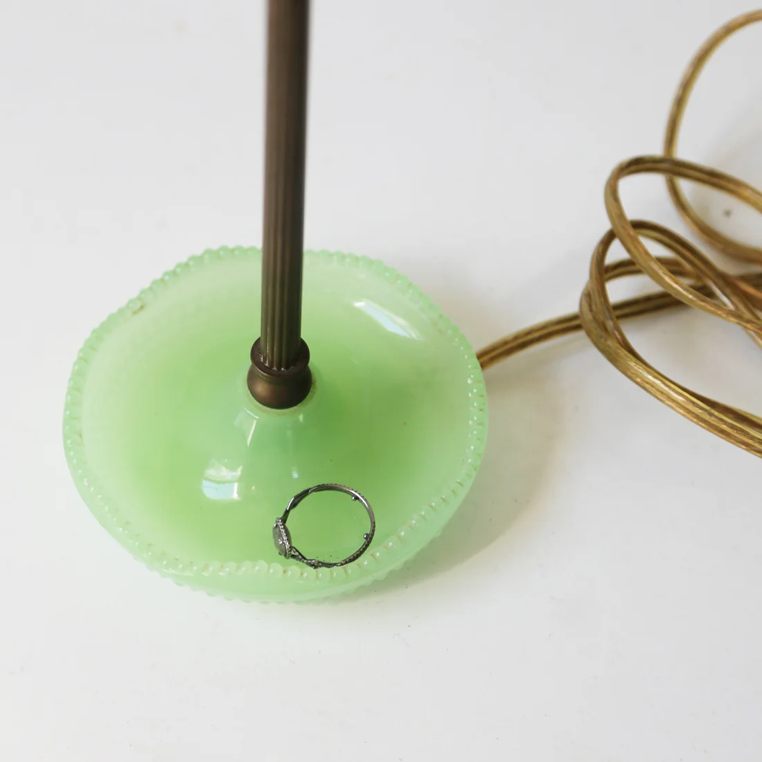 Vintage stick lamps with hobnail jadeite base // found by a prop stylist // courtney dawley
