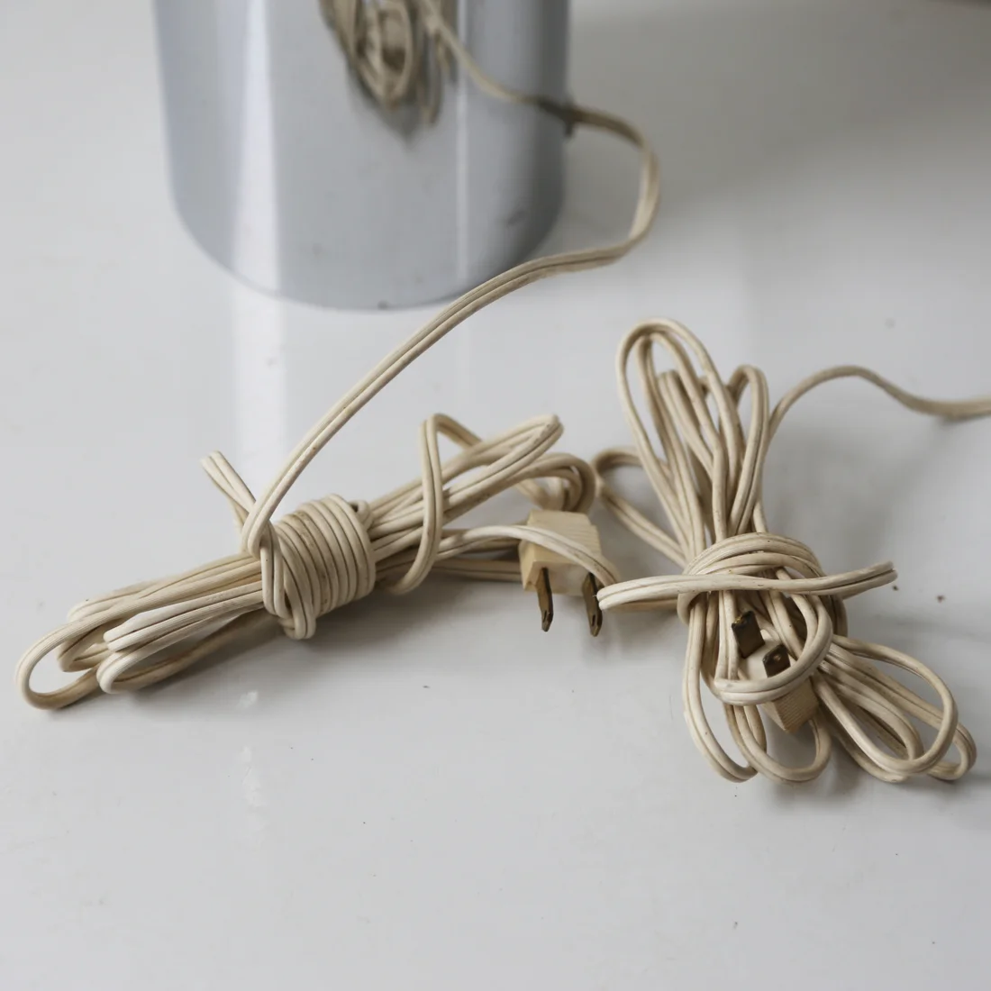 Vintage Robert Sonnemon chrome cylinder mcm lamp set // found by a prop stylist // courtney dawley