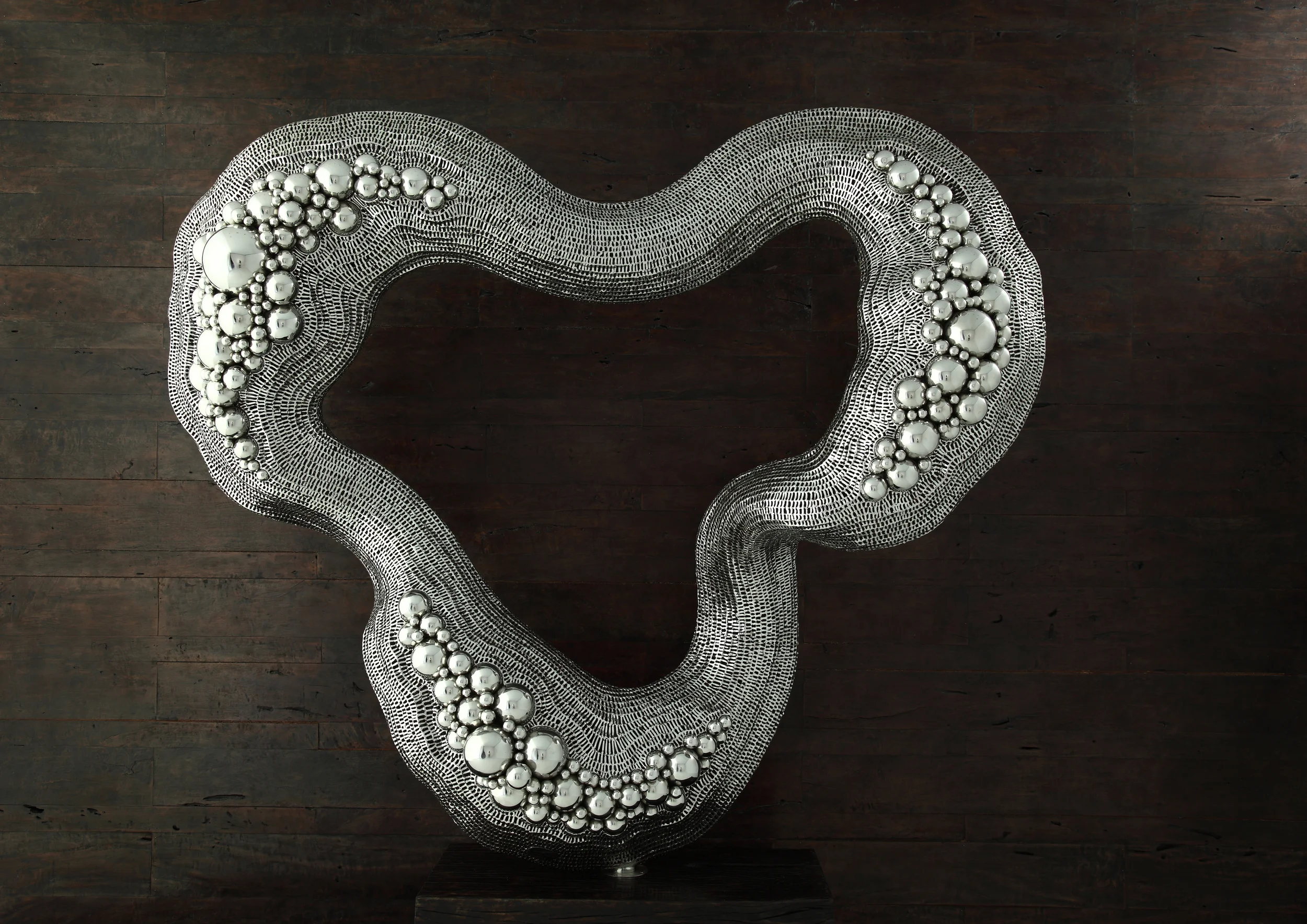 Heart of Chimera (Stainless Steel & Teak Base, 220x180x80 cm) 
