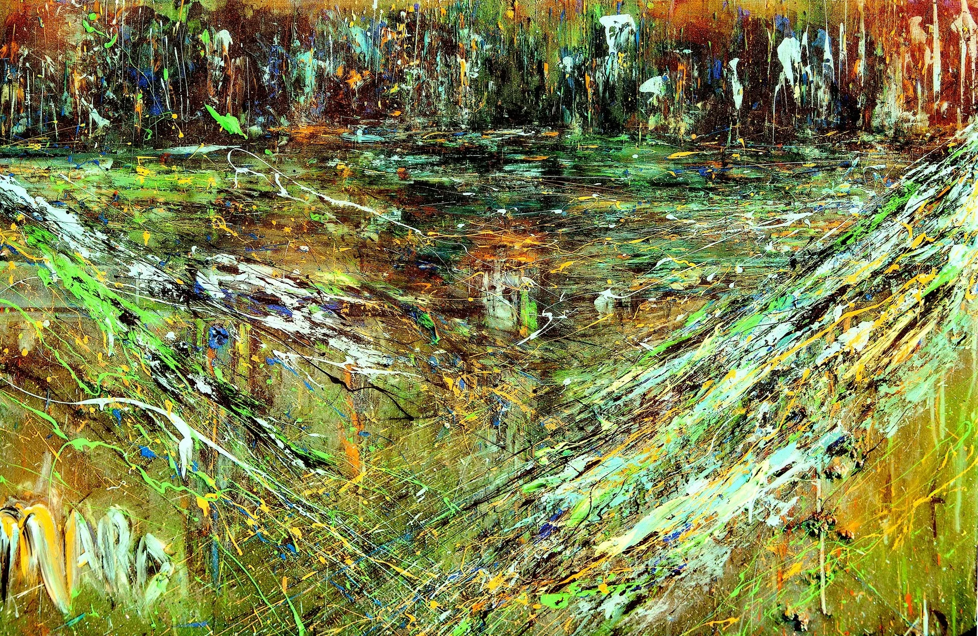 Crossing the Styx (Multi-layered Resin Painting, 86x127 cm)