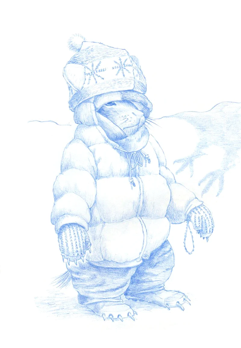 Billy's mother's insistence that he wear extra layers was an argument she'd replay in her head for years afterward." (blue pencil sketch)