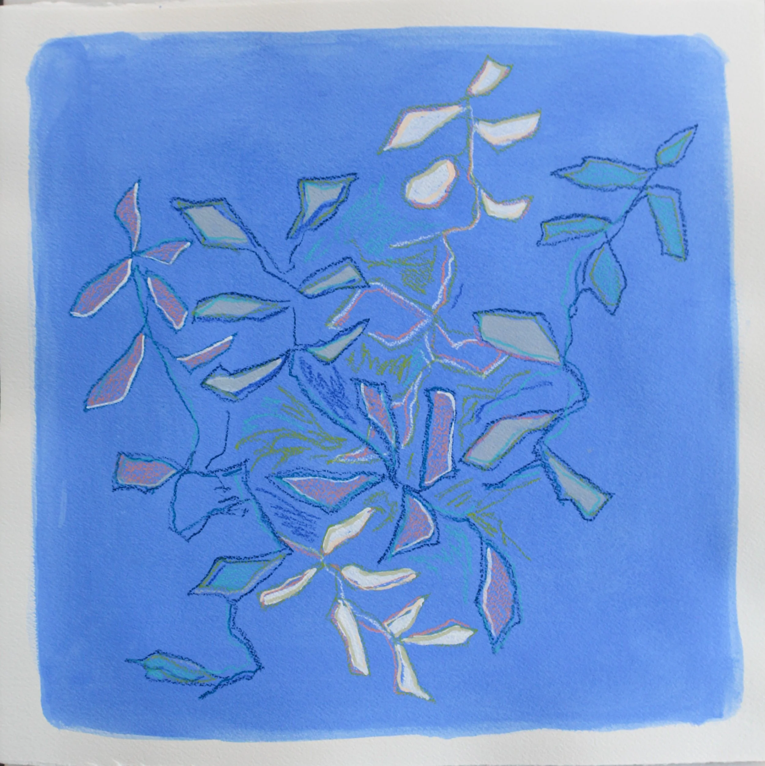 Blue Leaves No. 01, 16x16"