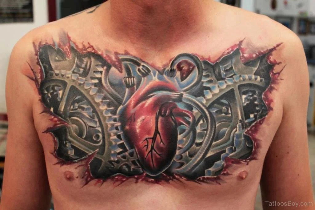 biomechanical chest tattoo