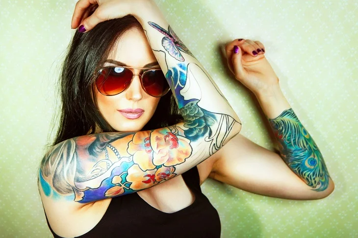 girl with colourful tattoo