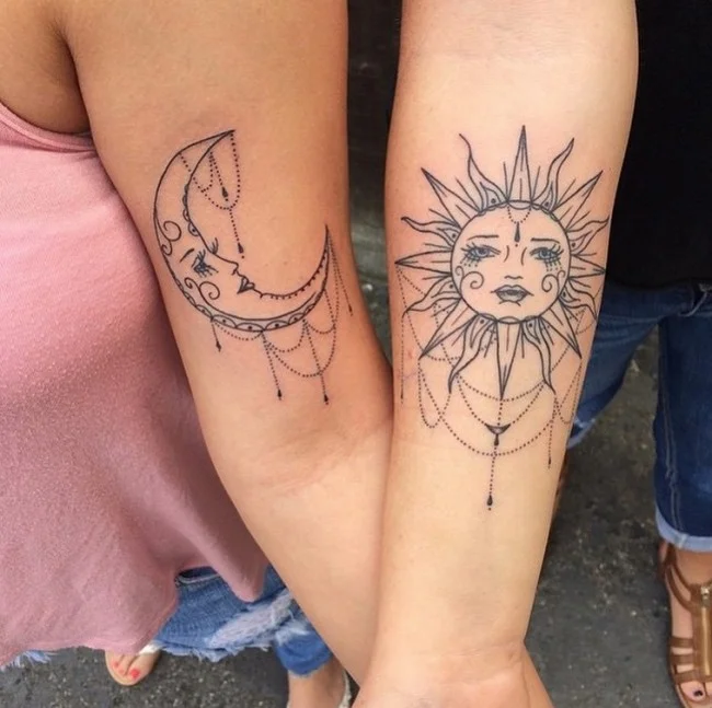 sun and moon matching tattoos