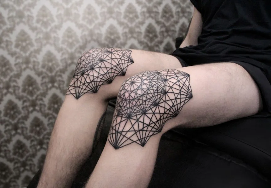 web tattoo on knees