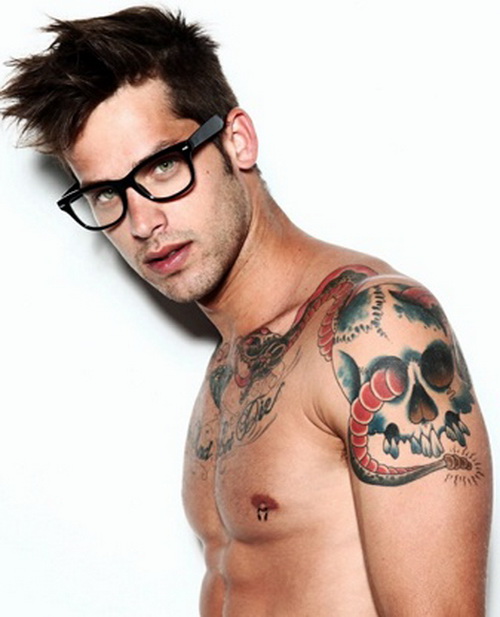 confident man with tattoo