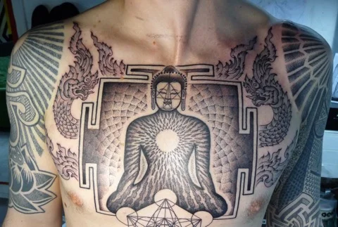 zen chest tattoo