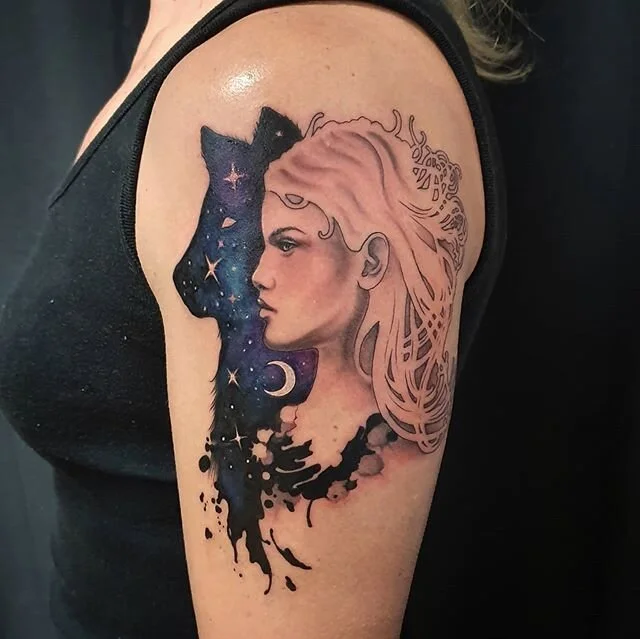 Really enjoyed doing this one ❤
Tattoo wraps a bit so couldn't get the best photo 
#wolftattoo #wolfgirltattoo 
#brisbanetattoo #tattoo #spacetattoo #wolf #facetattoo