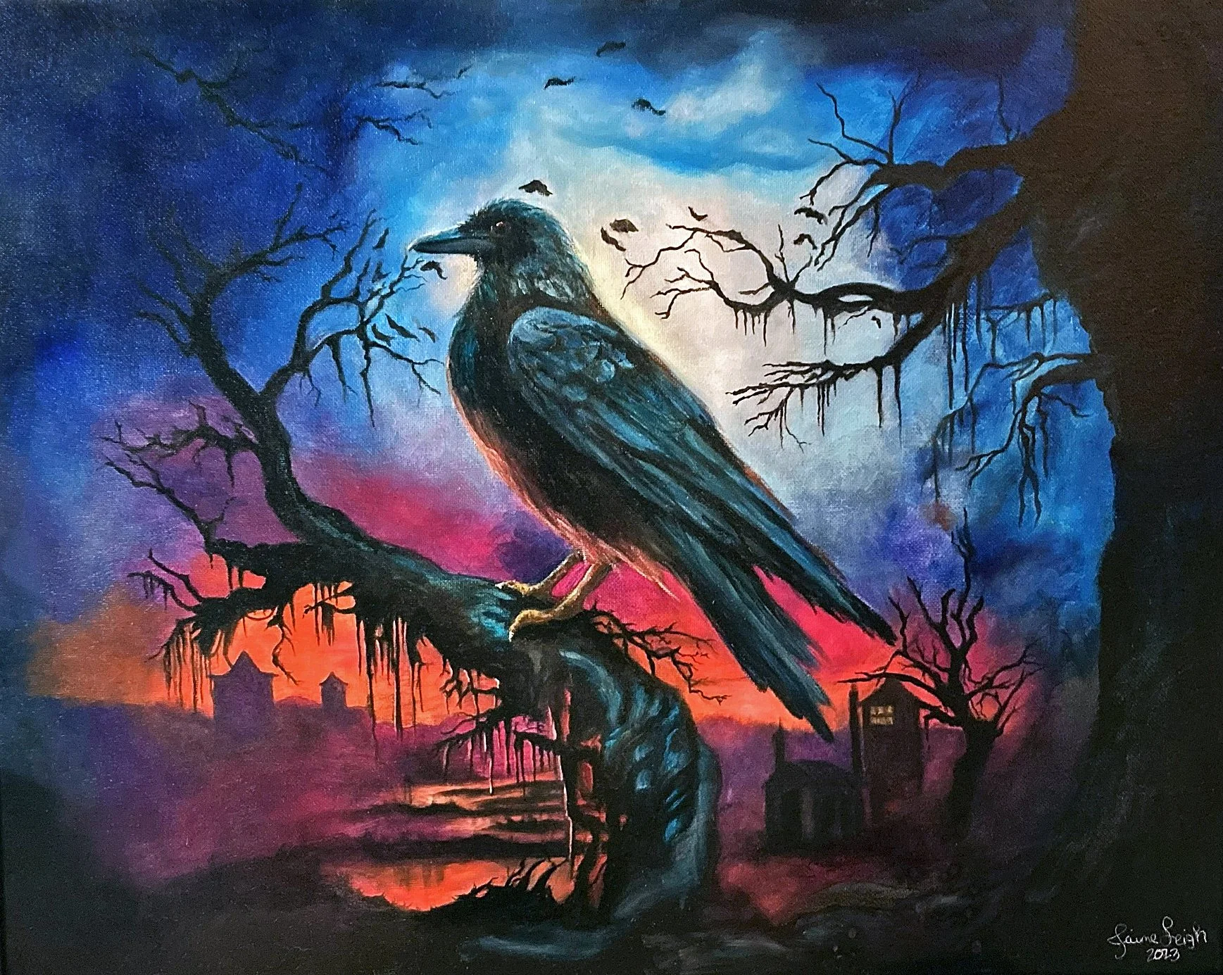 Sunset Raven Gothic Fine Art Print