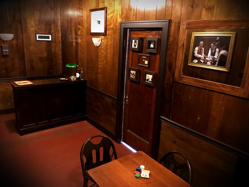 We spent over half a year creating an authentic-looking speakeasy / gambling den. You'll walk right into 1925!