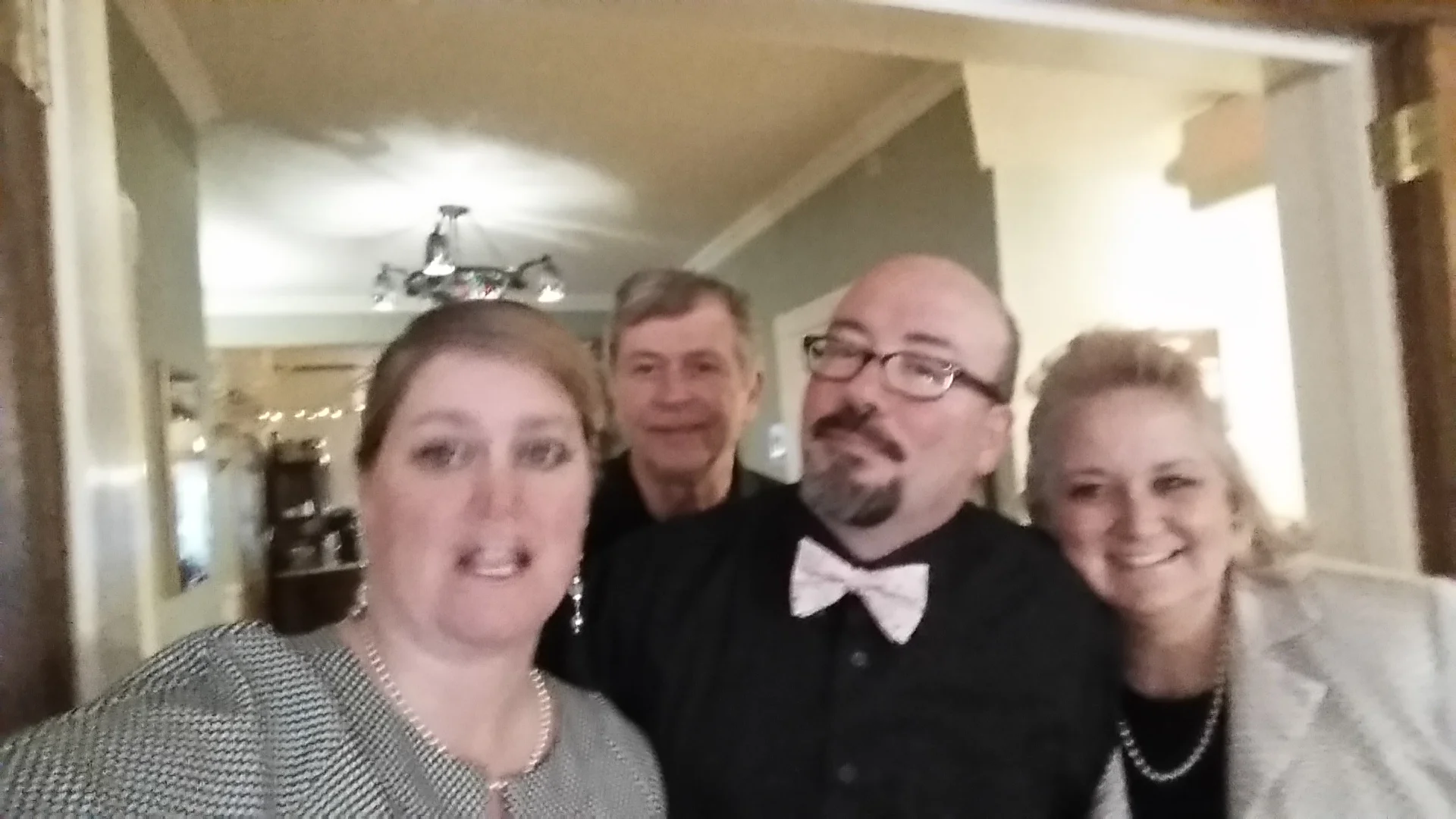 Mandatory pregame selfie for Beth, Warren, Steve and Robin.