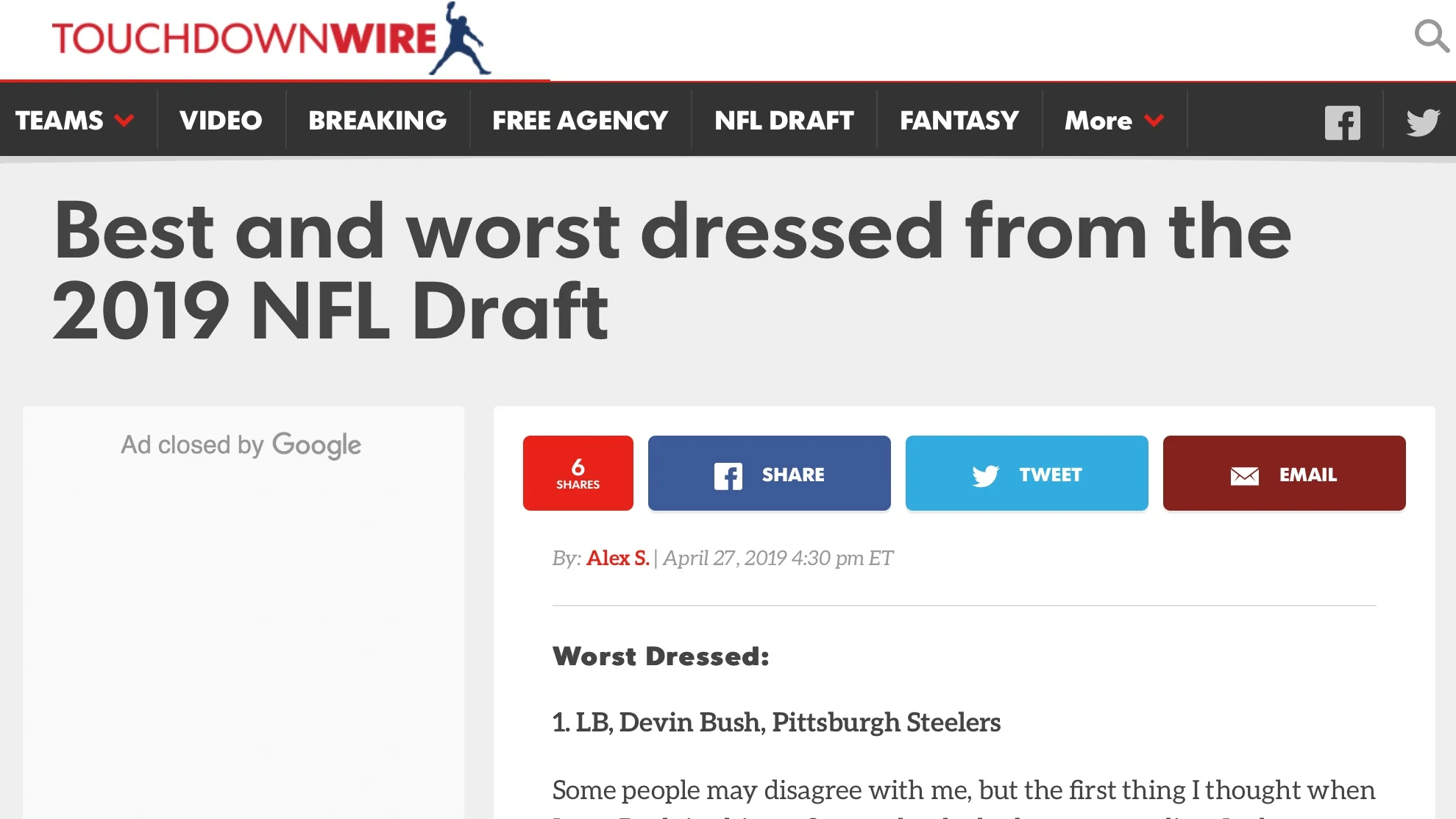 USA Today , April 27, 2019 Best and worst dressed from the 2019 NFL Draft