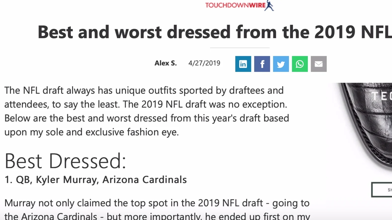 MSN , April 27, 2019 Best and worst dressed from the 2019 NFL Draft