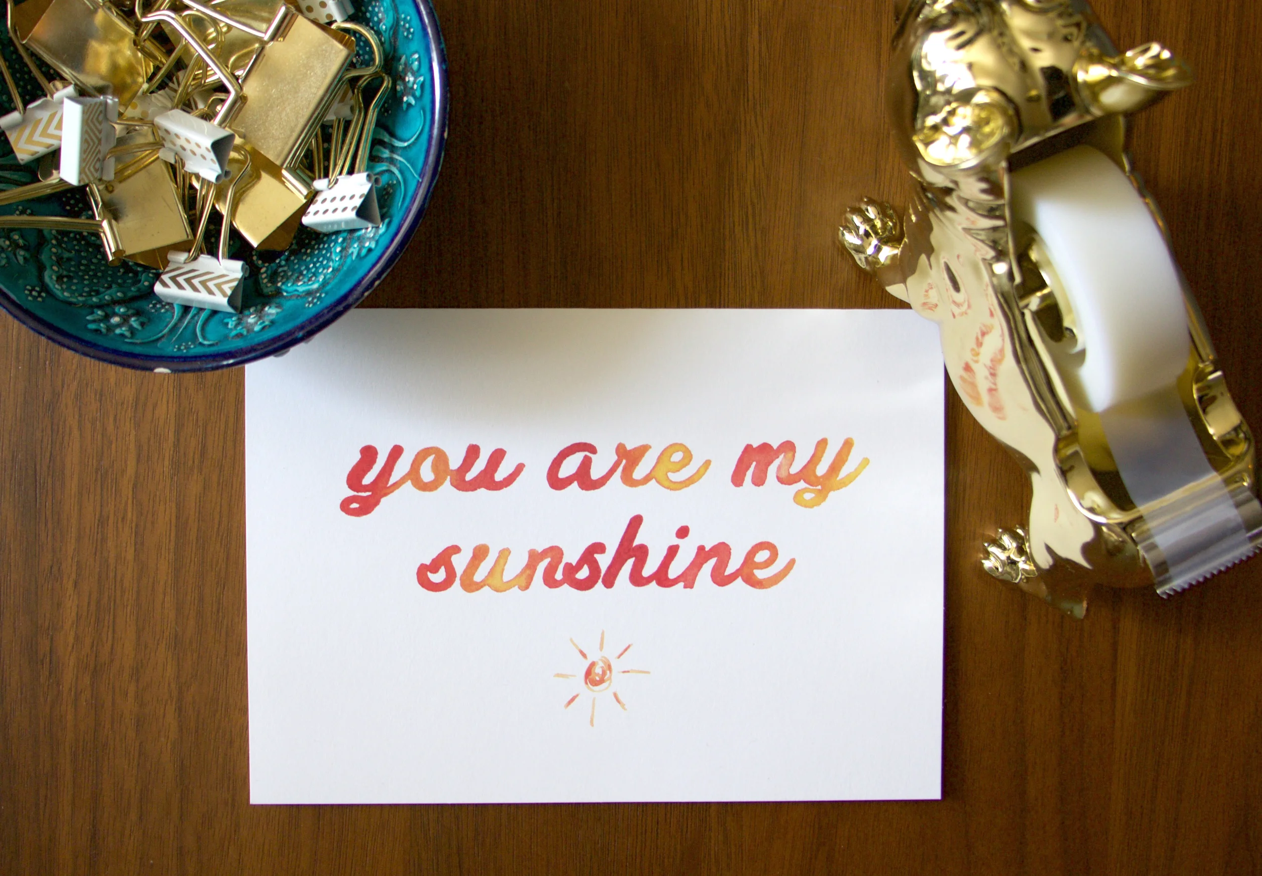 You Are My Sunshine Stationery - set of 6 folded cards + envelopes