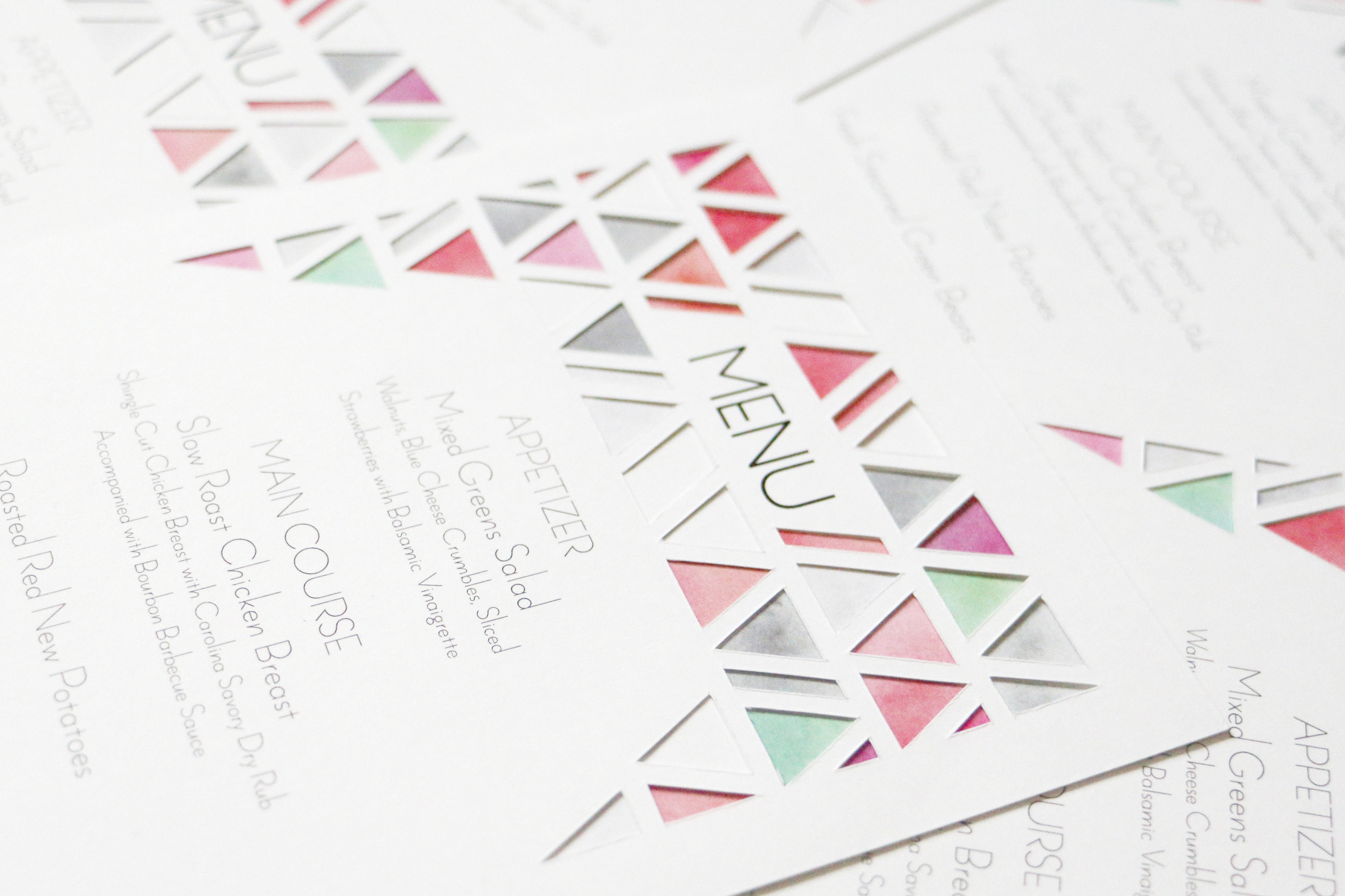 Paper by JLee: Modern Geometric Wedding Style Shoot Menu