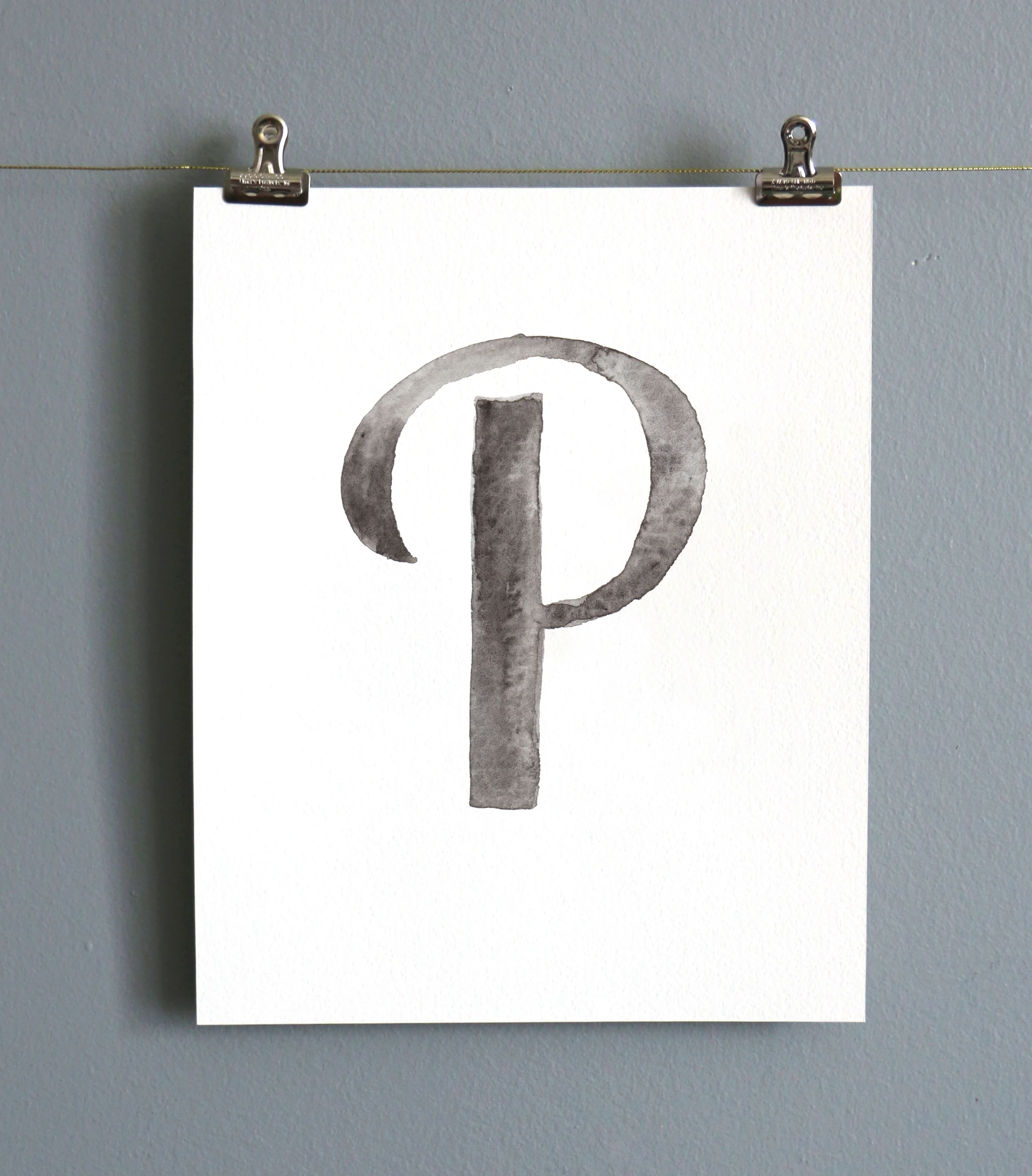Single Letter Initials Watercolor
