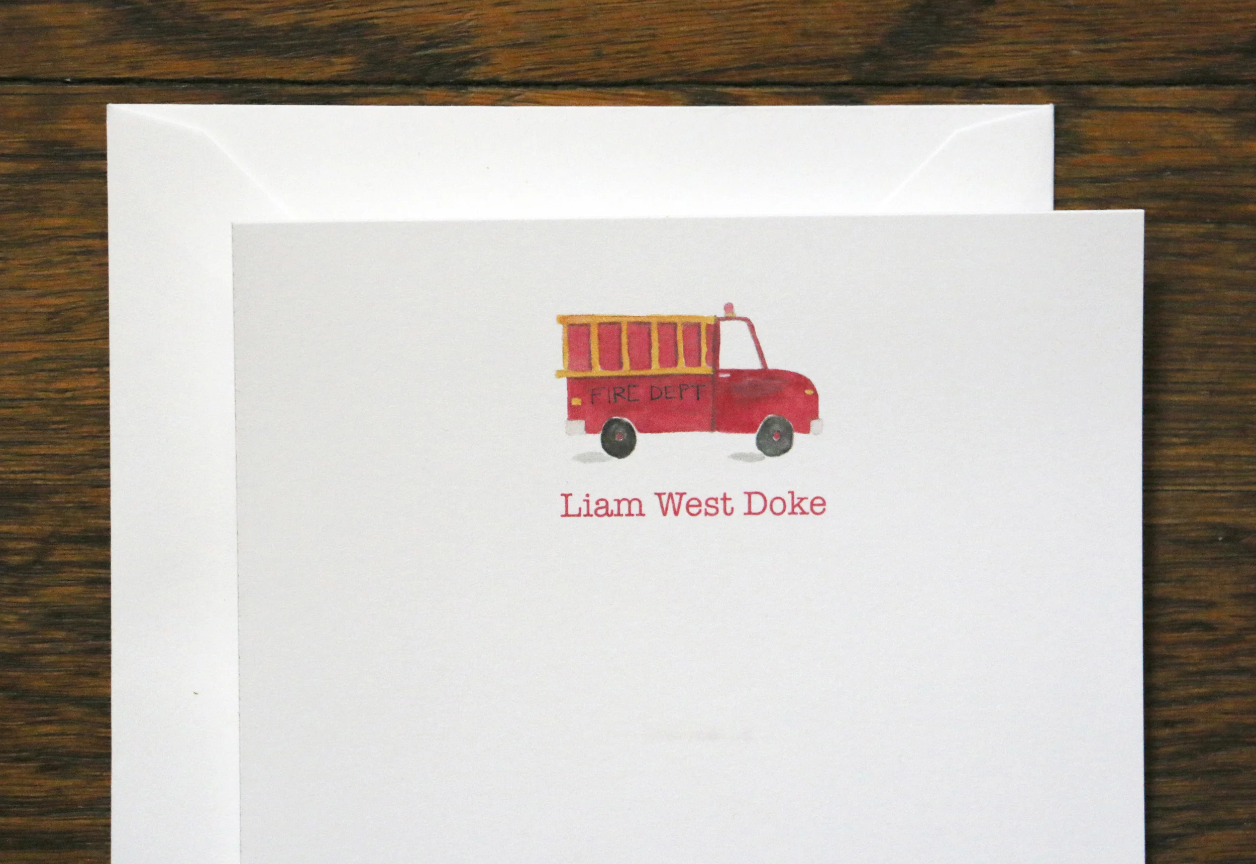 Customized Firetruck Stationery