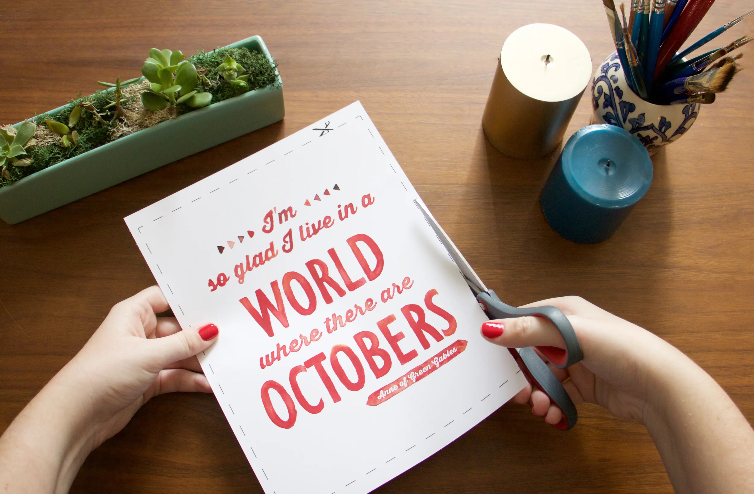 A World Where There Are Octobers Watercolor Printable - 8"x10" - INSTANT DOWNLOAD