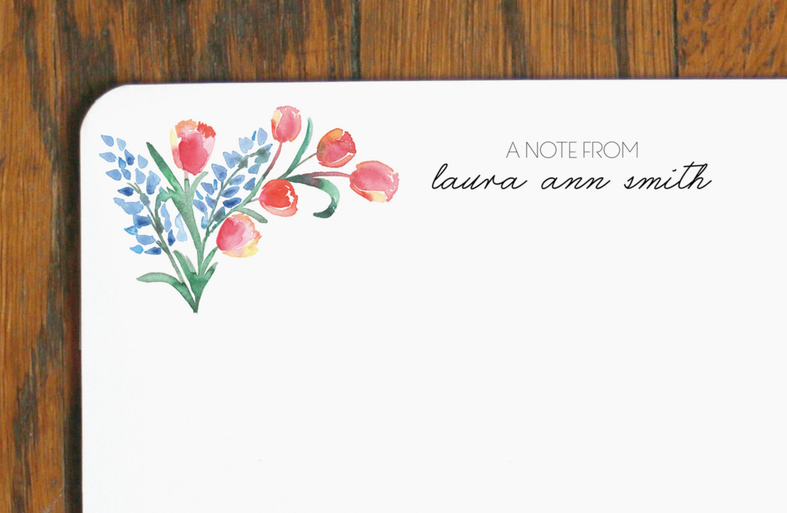 Customized Bluebonnet and Tulip Stationery