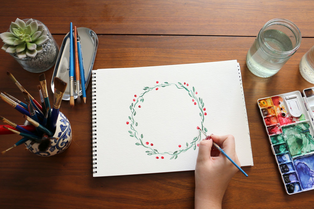 Paper by JLee: Holiday Wreath Watercolor Tutorial 