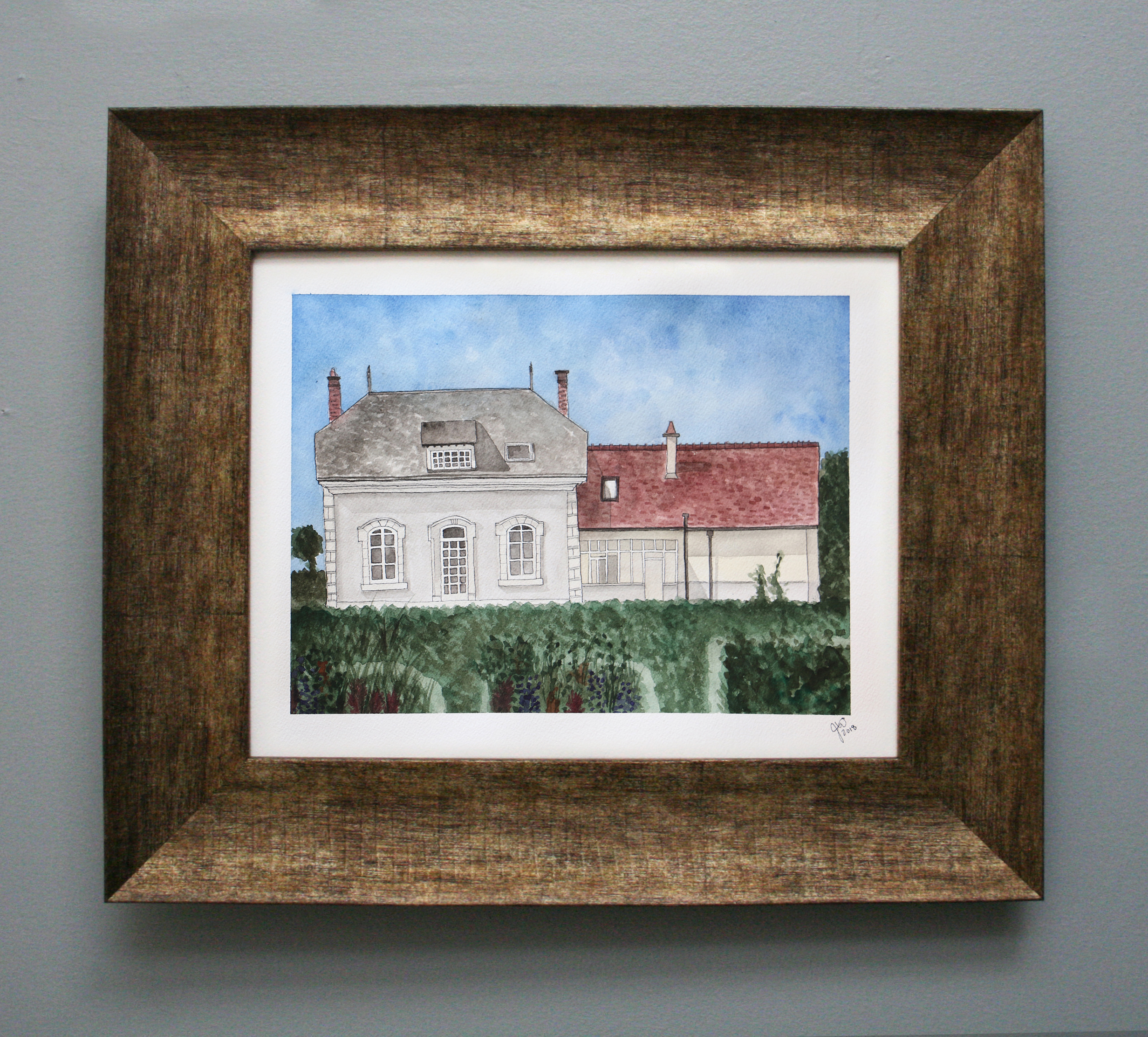 French Countryside Home Watercolor