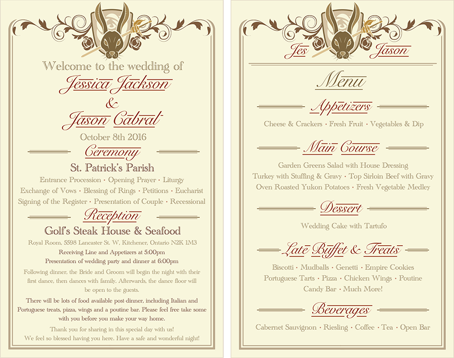 Program & Menu - Jackson-Cabral Wedding