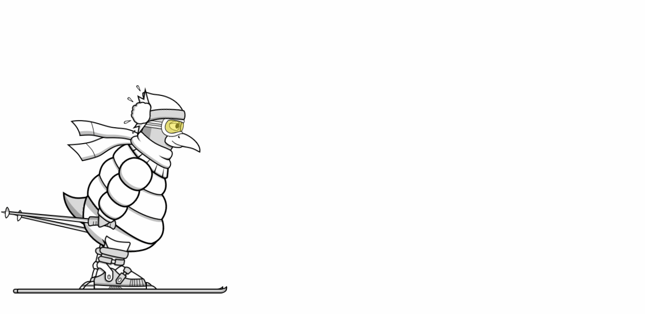 Skiing Penguin - Hit and Fall Animation