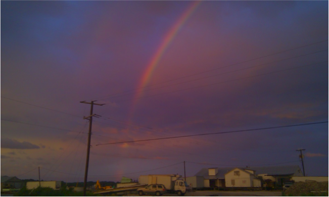  An evening rainbow streaks across the sky above Coast Guard Station Milford Haven, Va. U.S. Coast Guard photo by auxiliarist Danielle Wingler.&nbsp; 