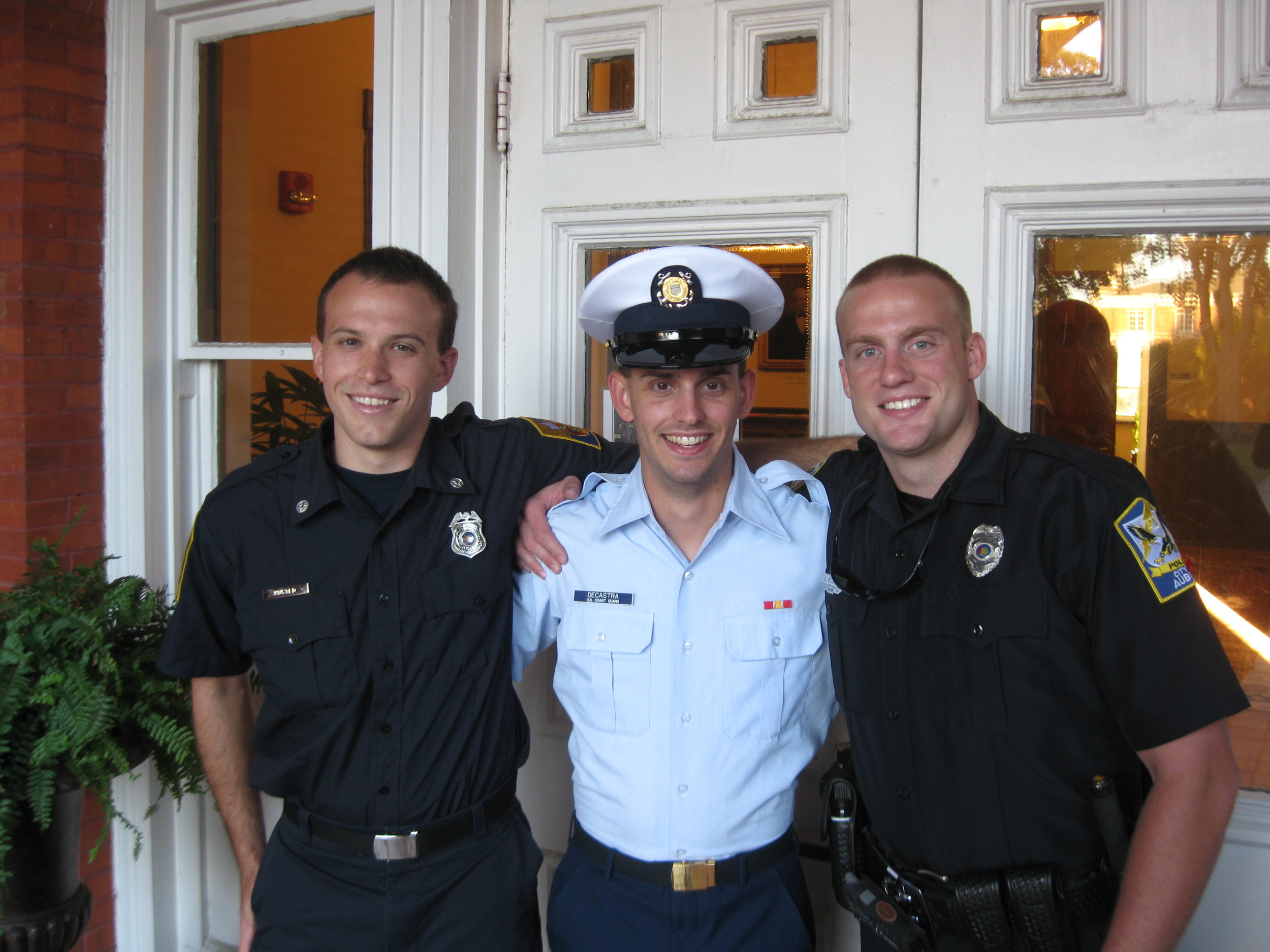  DeCastra, after graduating from TRACEN Cape May, gathers with Unit Auburn shipmates Andrew Husted (left) and Landon Elliot (right.) Mr. Husted currently works for the Auburn Fire Department and Mr. Elliot for the Auburn Police Department. Courtesy p