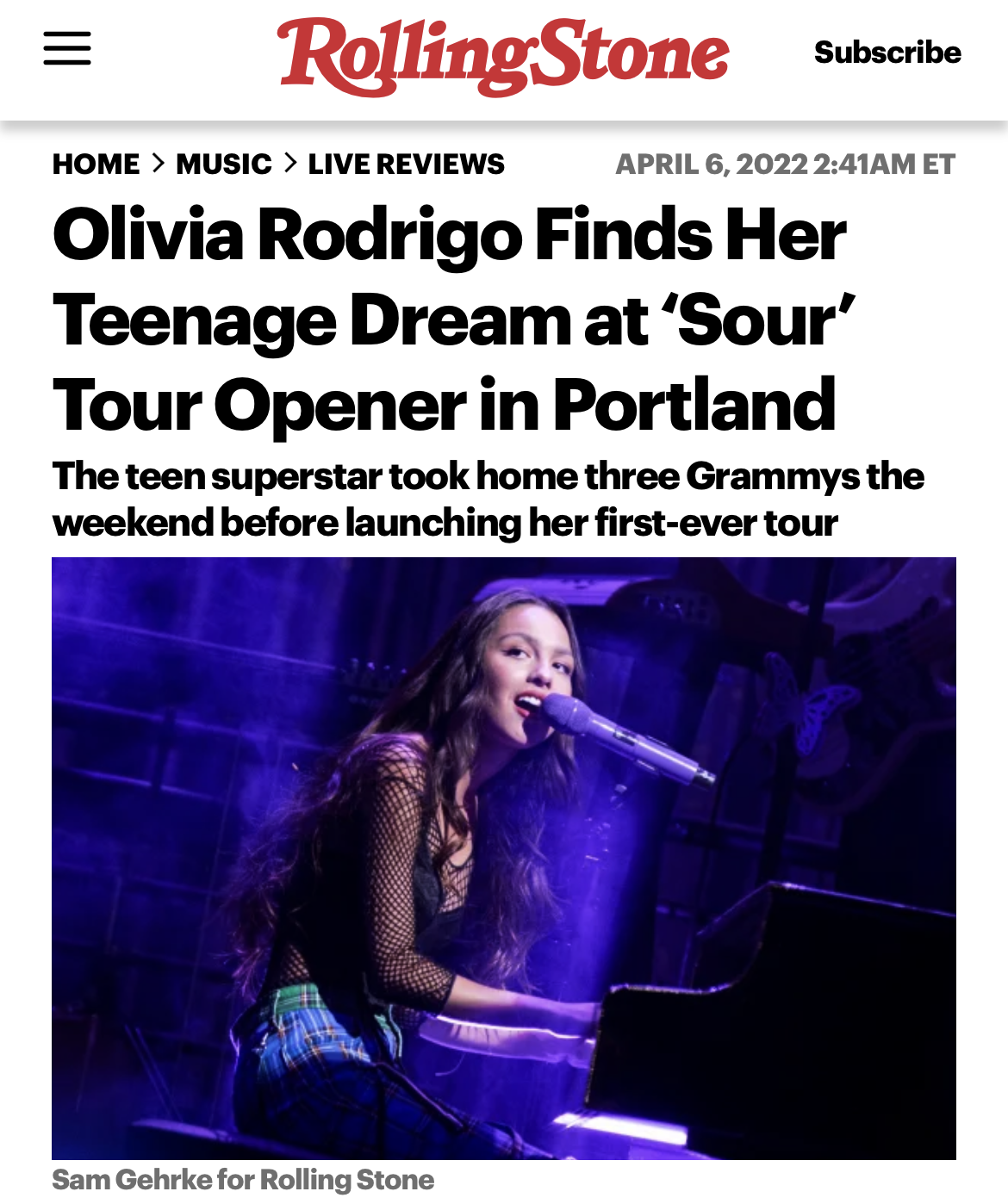 Olivia Rodrigo for Rolling Stone
