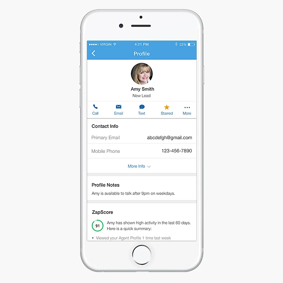 iOS CRM app for real estate professionals.