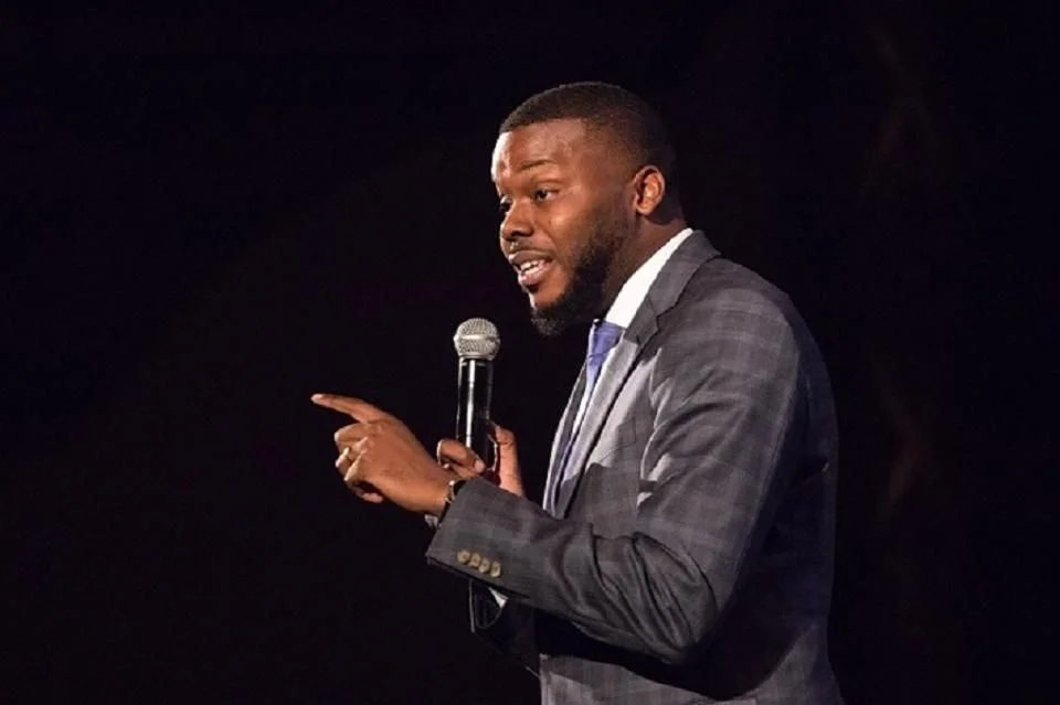 Stockton Mayor Michael Tubbs speaks to city leaders and residents.