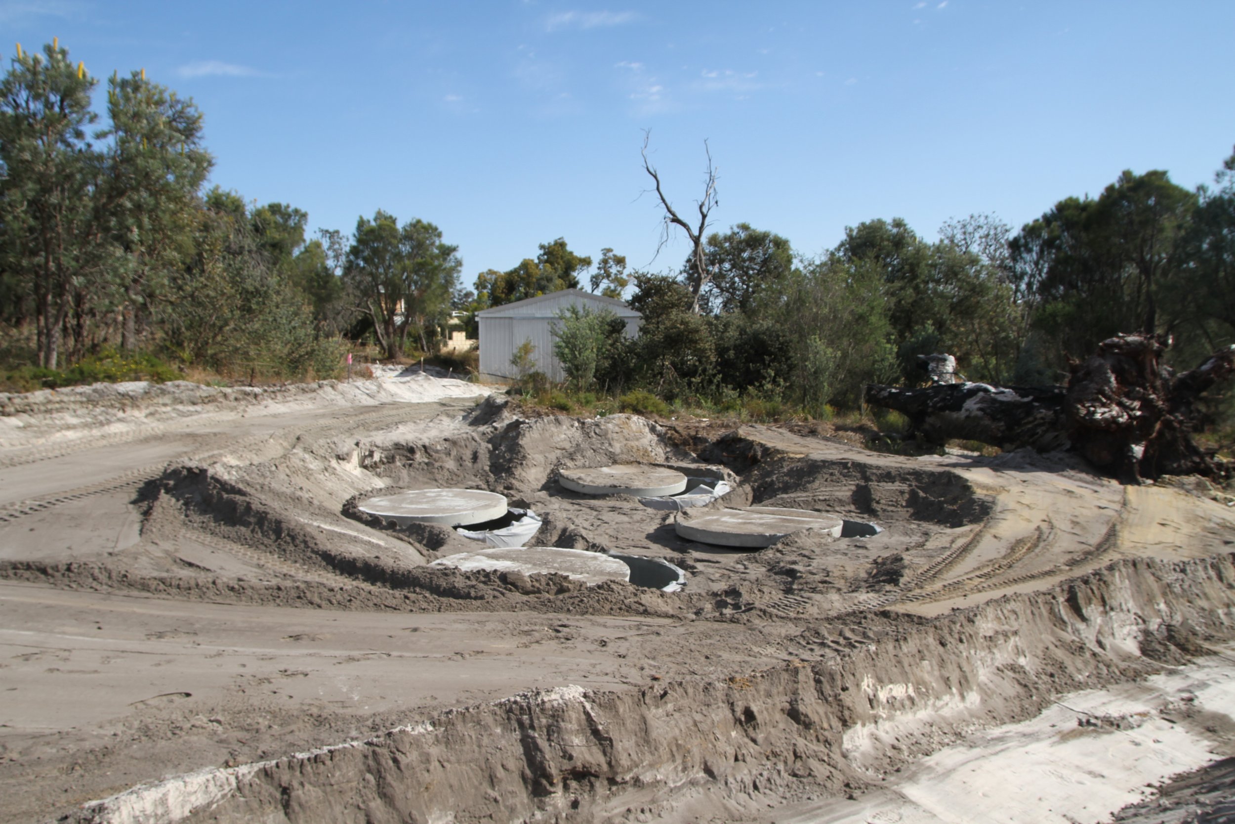 Separated into the holding and pump tanks and the disposal tanks.&nbsp;