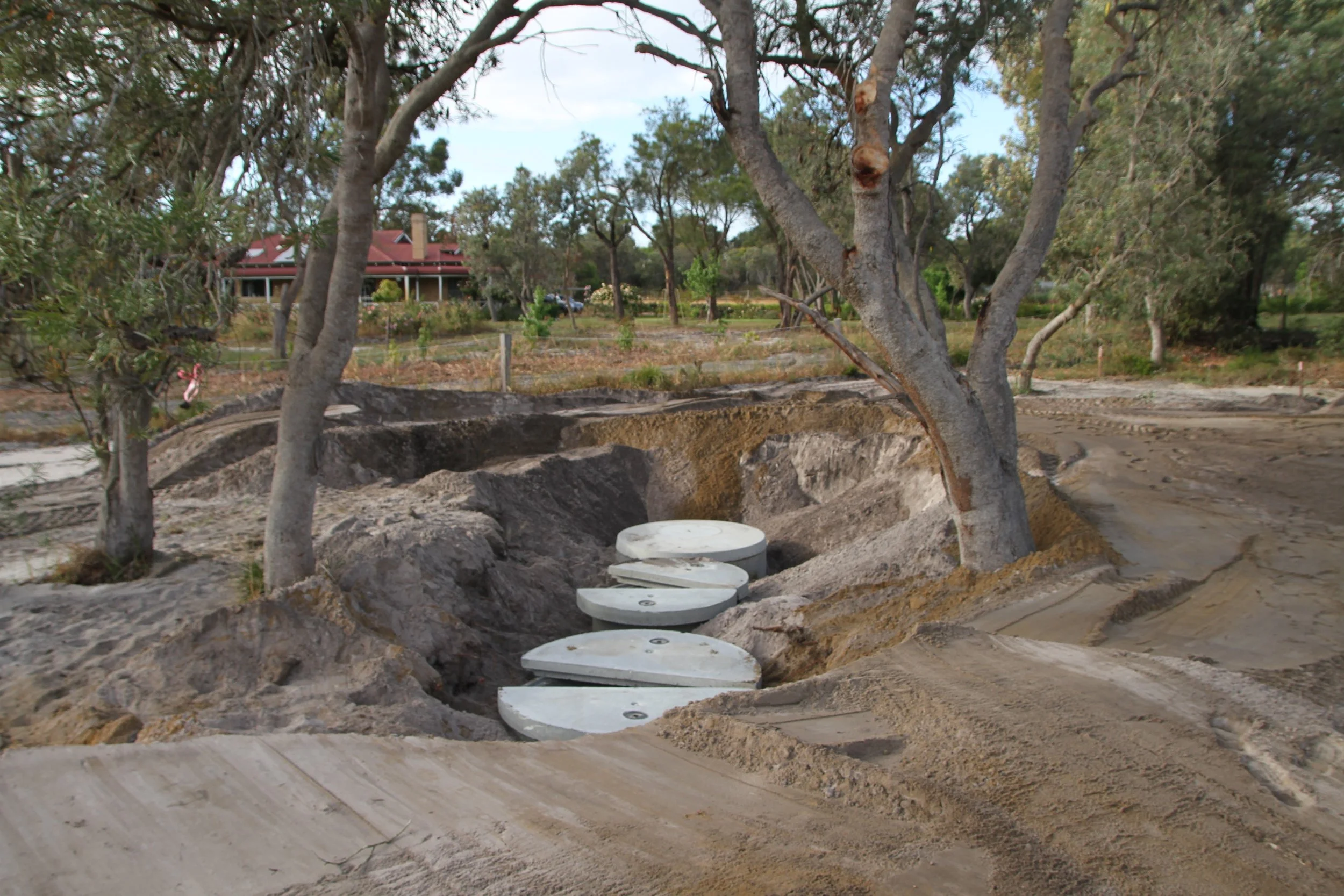 The on-site septic system during construction at Banjup.