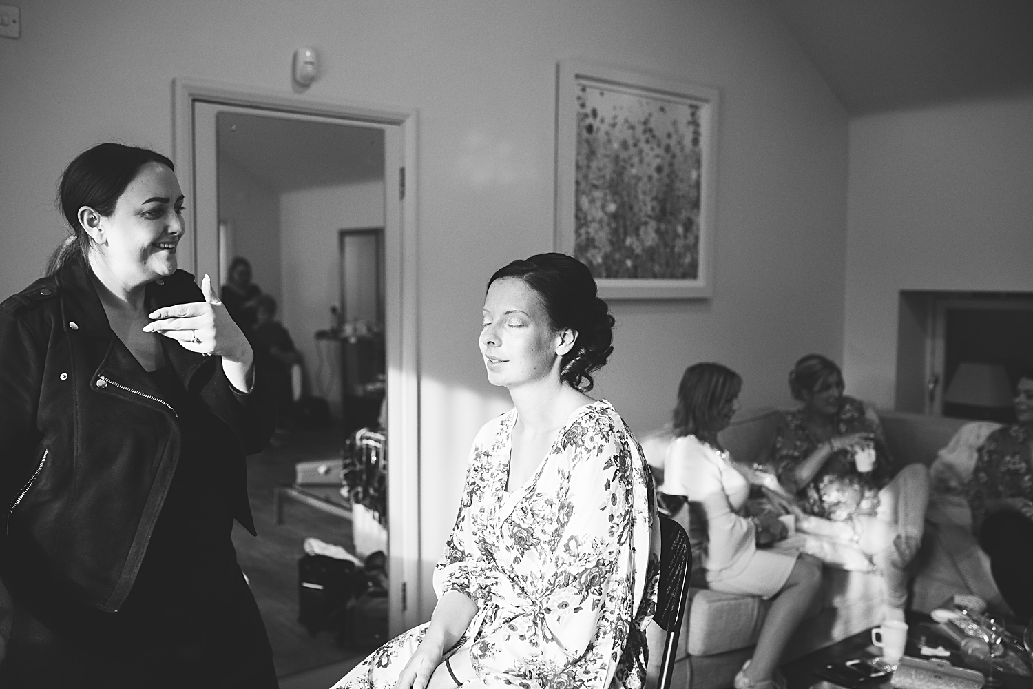 Kent bride at winters barns having make up applied