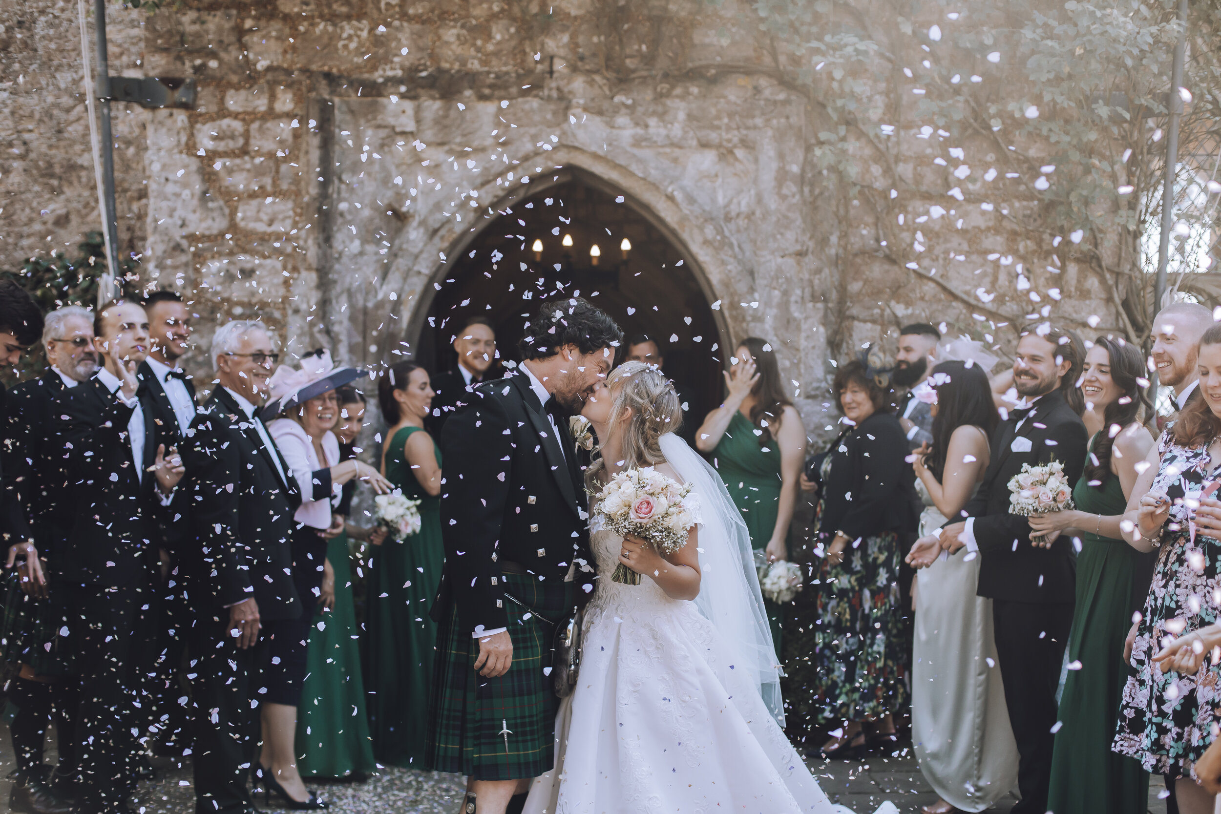  Lympne Castel Wedding confetti shot Kent wedding 