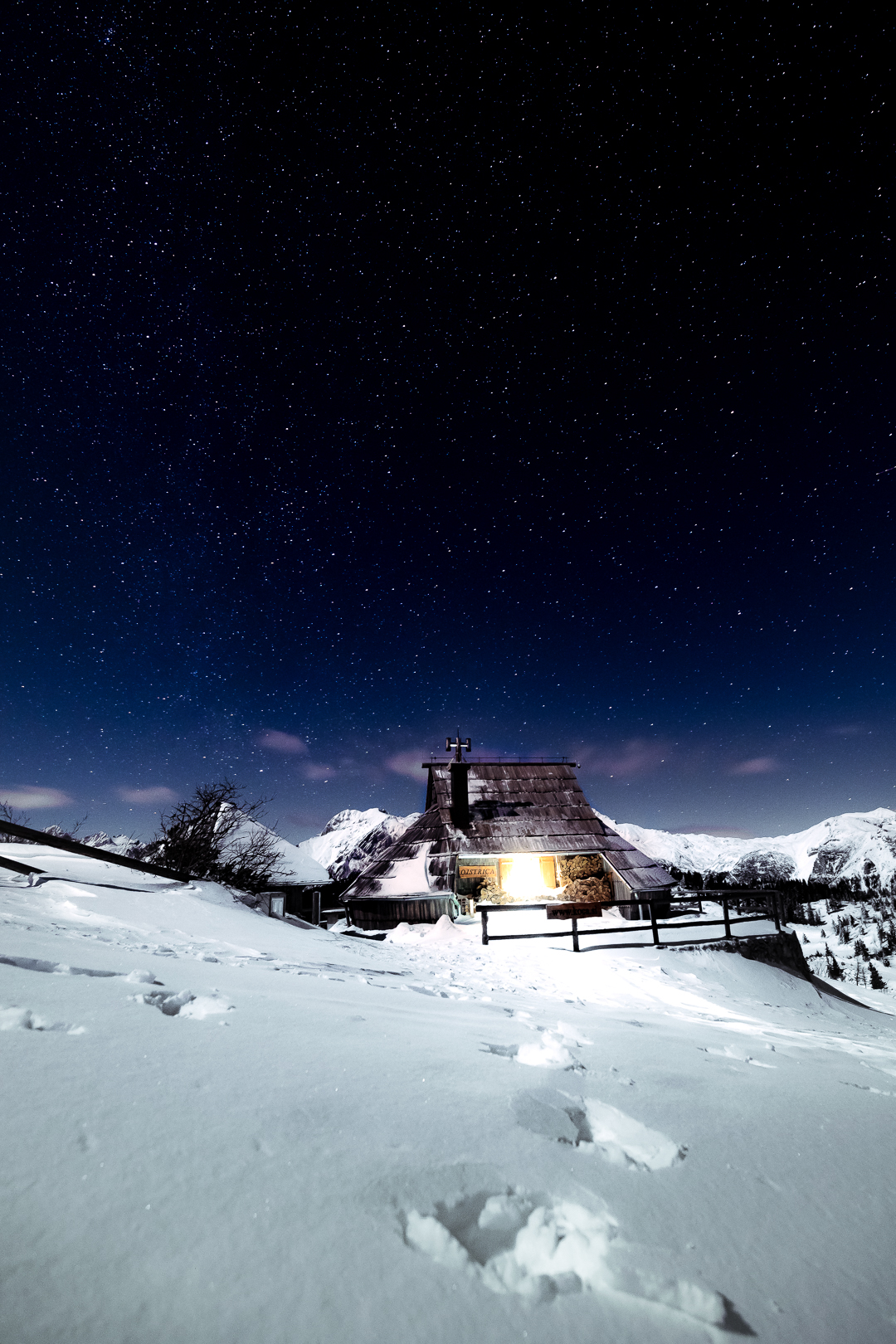 Nightfall at Ko č a Ojstrica.