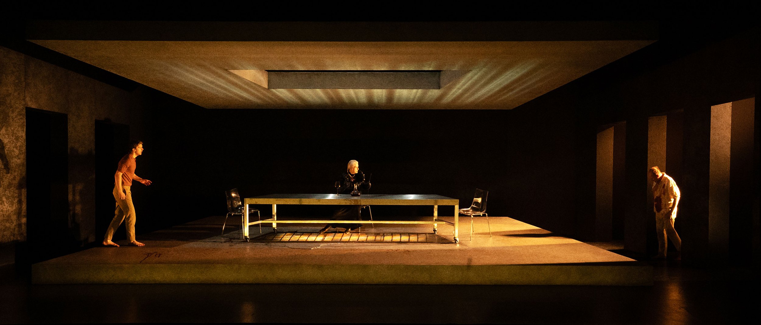  Lavishly produced with a cast of 16, the majestic scale of the staging by director Caitríona McLaughlin and set designer Cordelia Chisholm does justice to Carr’s ambition. Shimmering silver curtains reveal a raised stone slab and a suspended ceiling