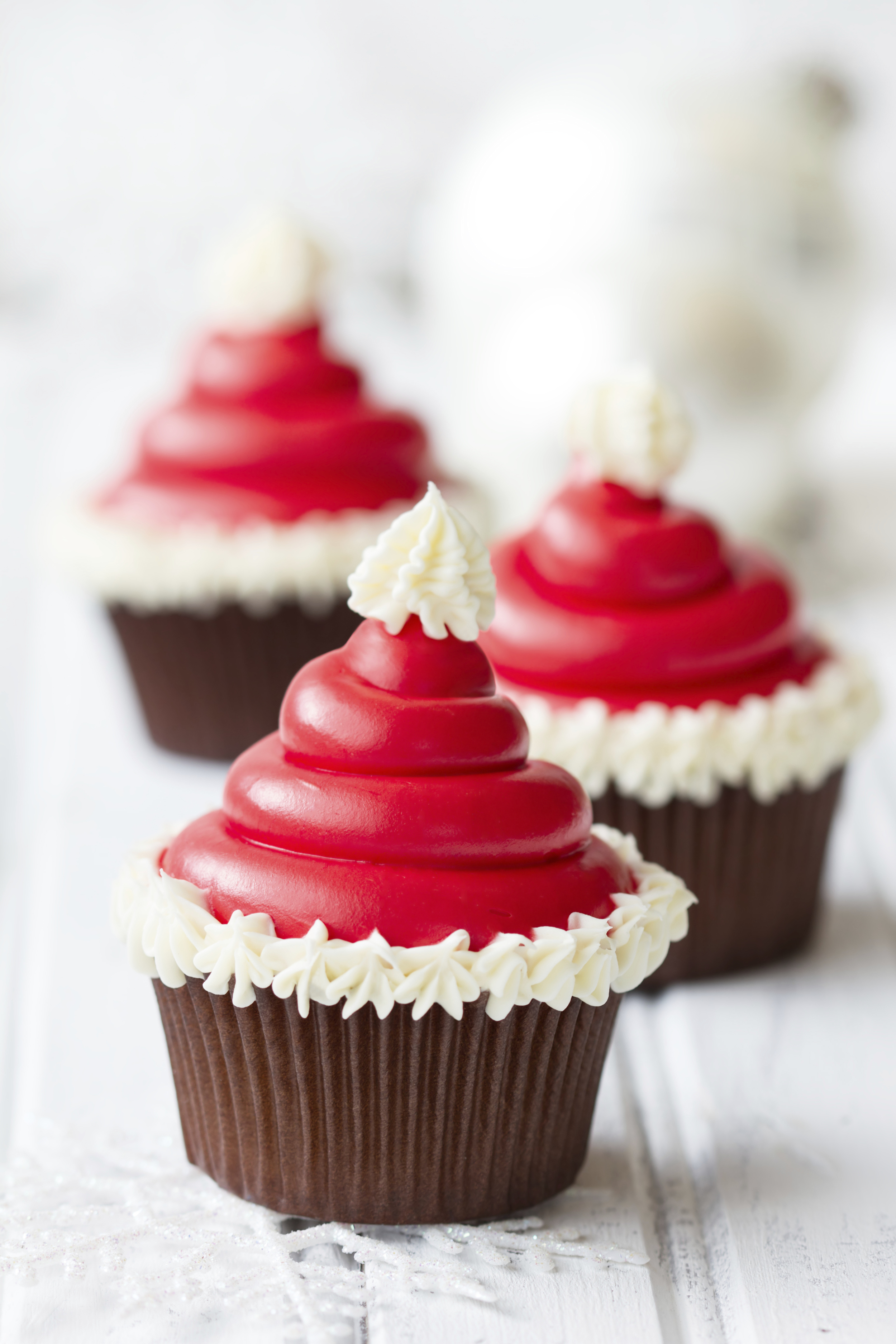 Santa Hat Cupcakes