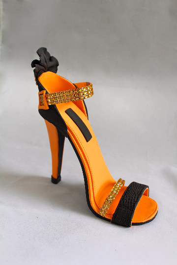 orange and black heels