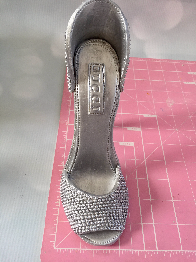 Silver gumpaste high heel shoe — Sweet Cake Fetish