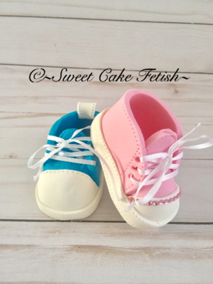 Pink and Blue baby gumpaste shoes — Sweet Cake Fetish