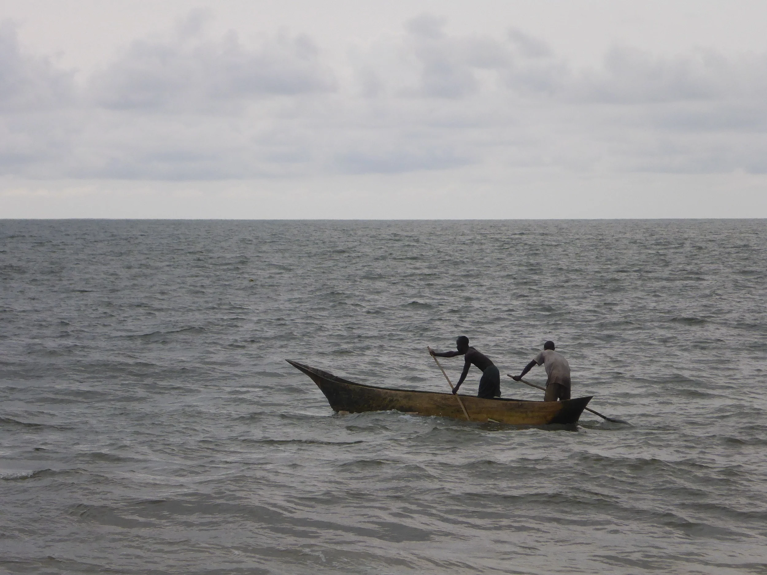 Typical small-scale fishing boat (pirogue) employed by fishers in Conkouati-Douli National Park in the Republic of Congo. Photo: Kristian Metcalfe
