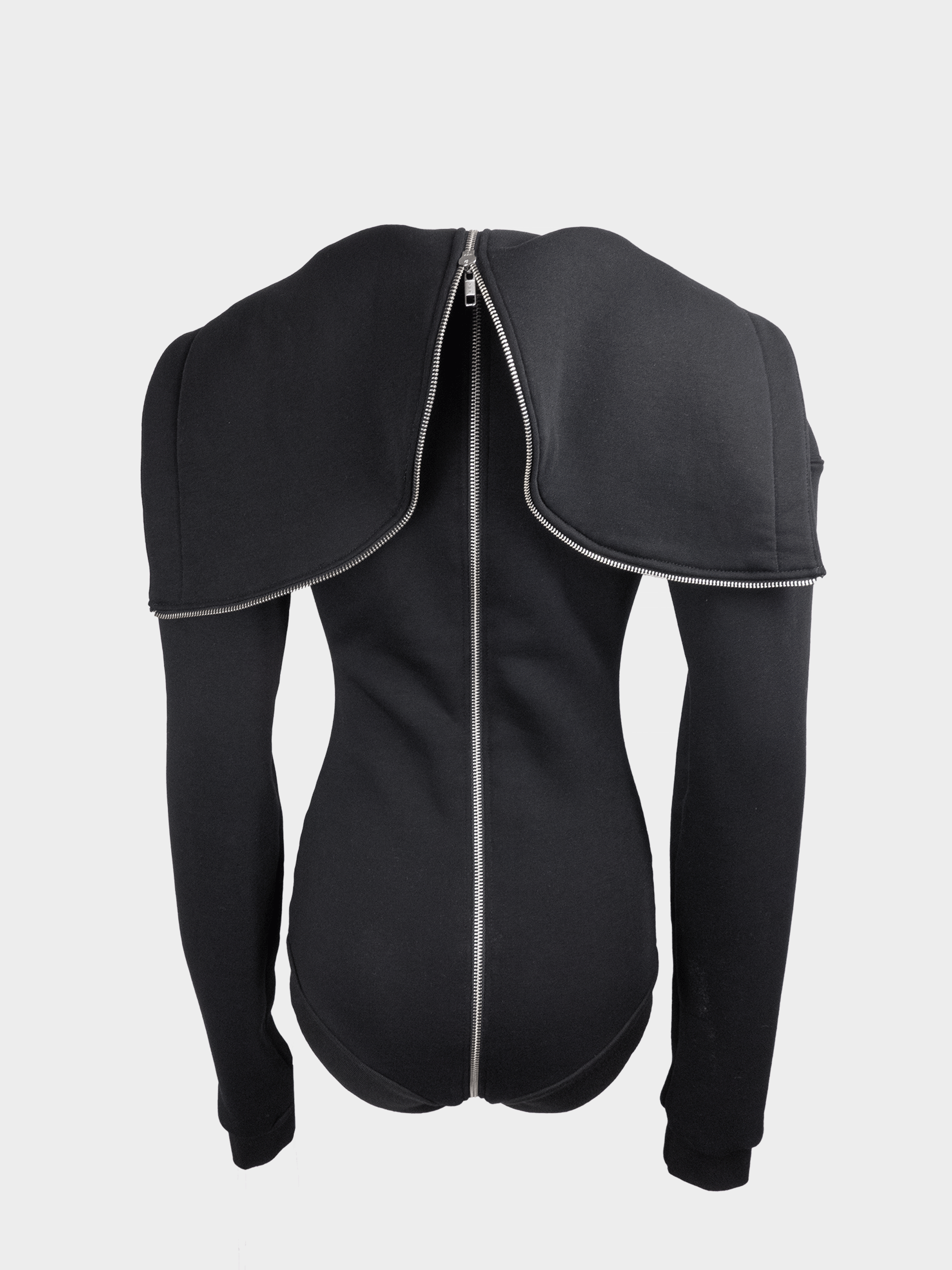 41pray Hoodie Bodysuit Black シズニルック Zip Hoodie Bodysuit in Black | Sia Arnika AW25 — Sia Arnika