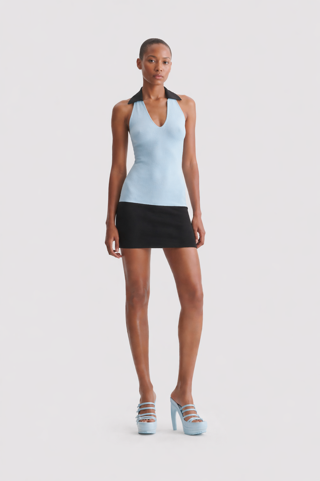 VISCOSE KNIT BLOCK DRESS