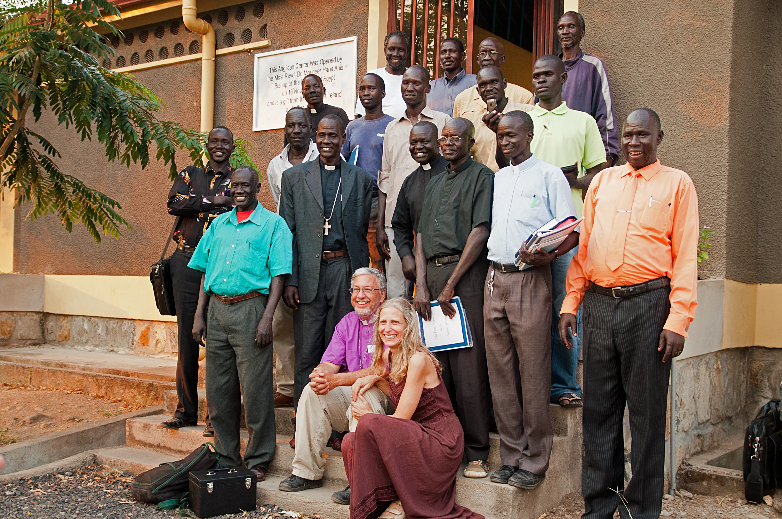 Bishop Grant and Dr Wendy with priests from the Gambella region