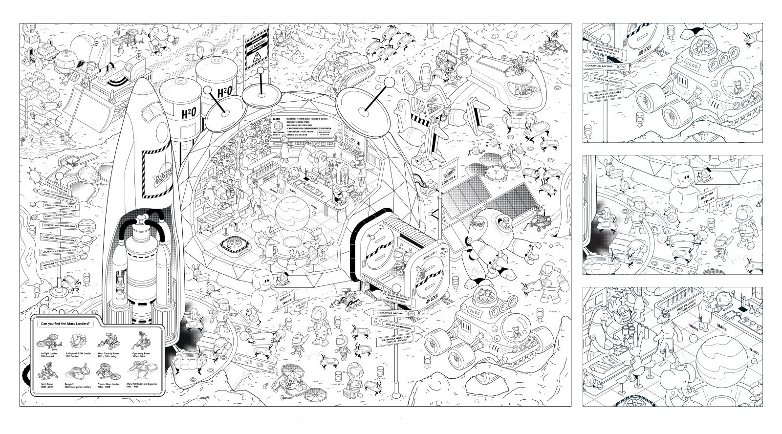 Mars Base Colouring In Poster for Mocolco