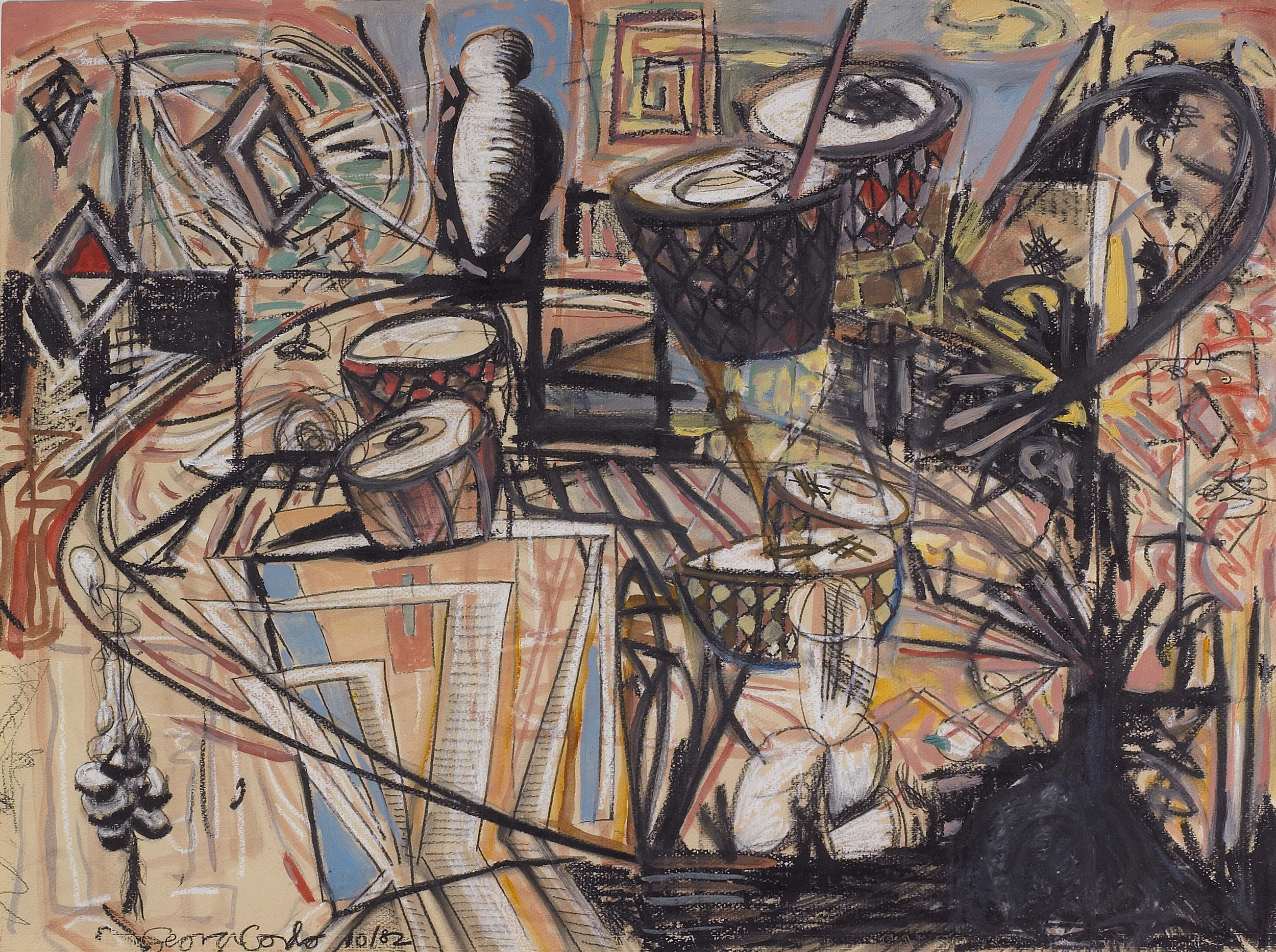 Untitled, 1982 , mixed media on paper, 19 1/2 x 25 1/2 inches