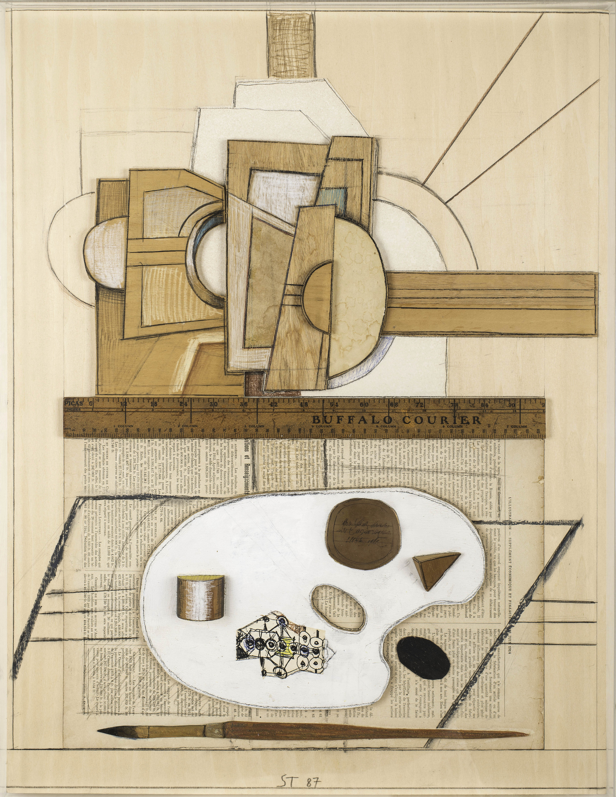 SOLD Easel & Palette, 1987 , mixed media on wood, 21 x 16 inches